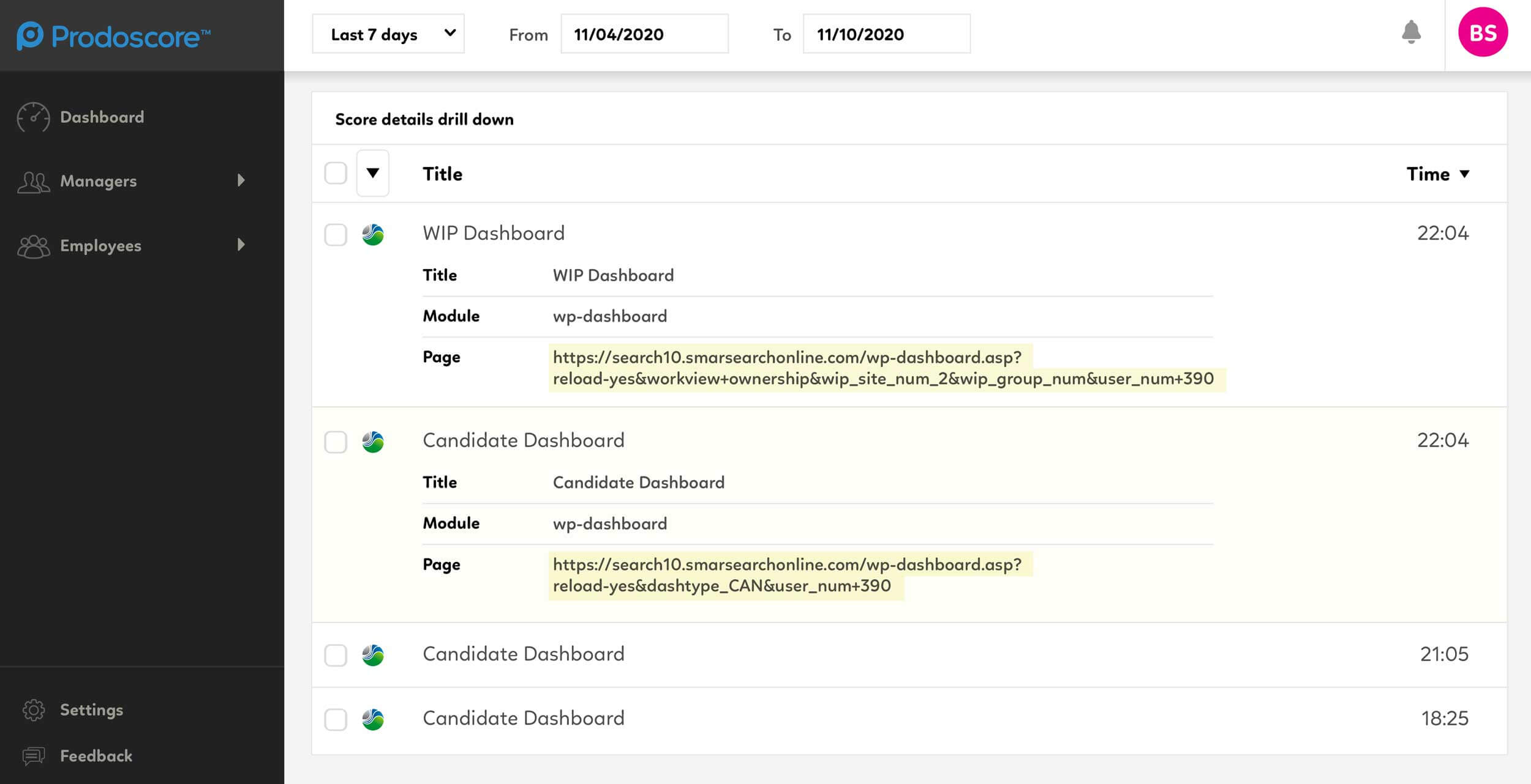 SmartSearch Integration Score Details Drill Down