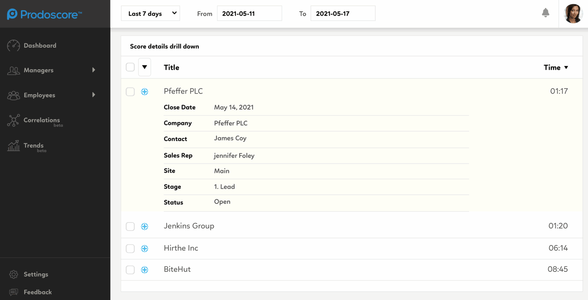 ConnectWise Integration Score Details Drill Down