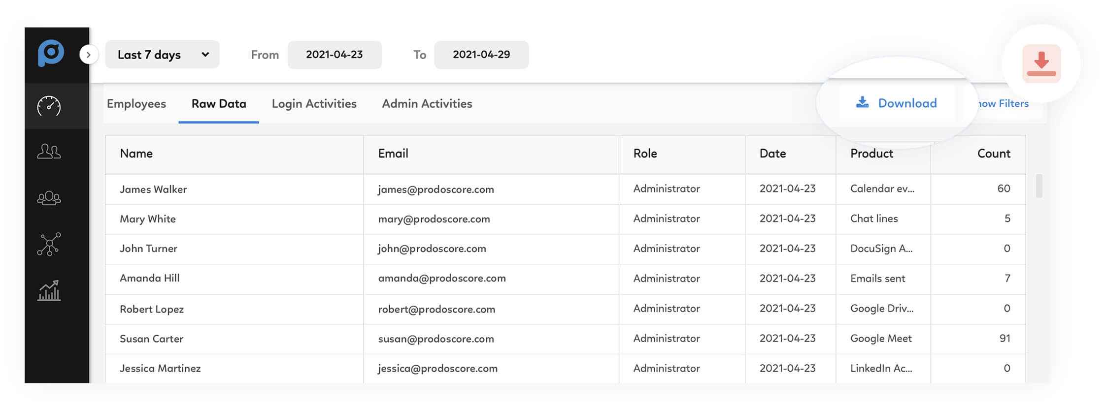 Exporting raw data from Prodoscore