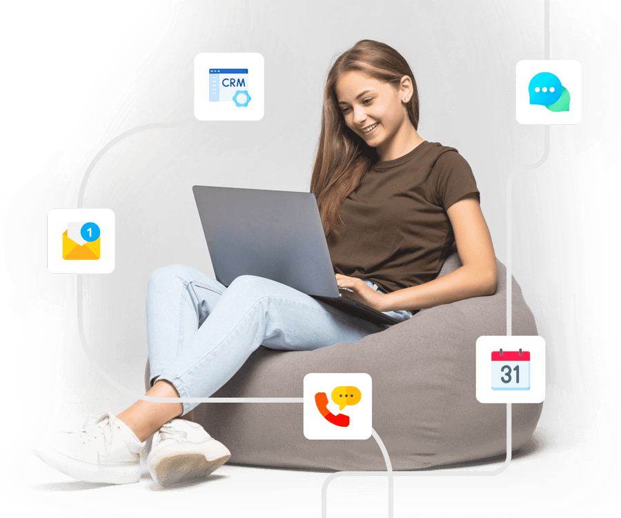 Productive woman using cloud tools