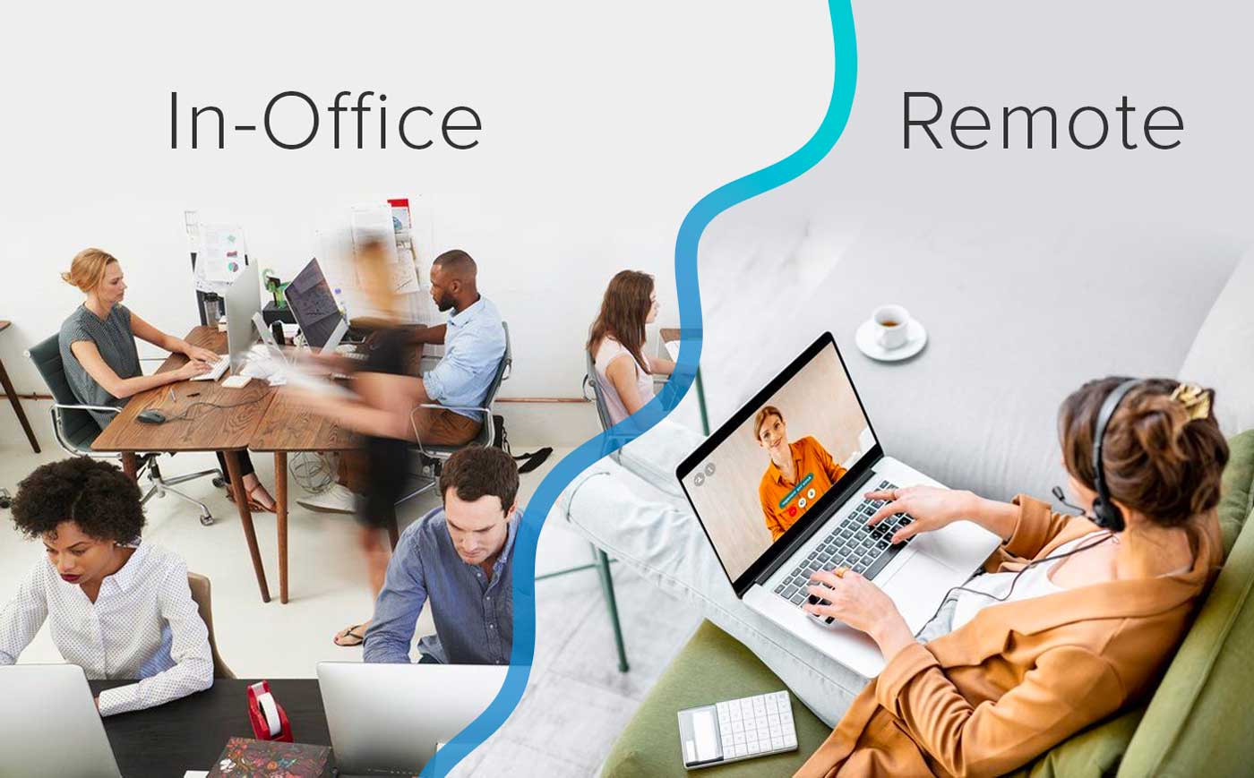 Employees working in-office vs working remotely