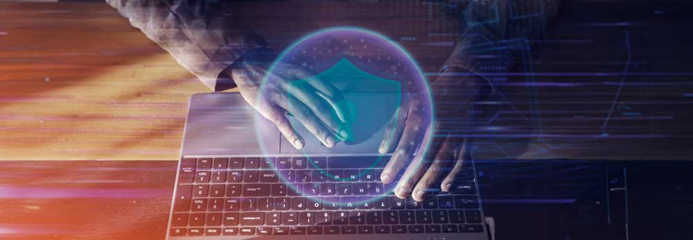 Person on computer with secure desktop