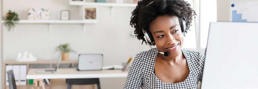 Woman on a video call working from home