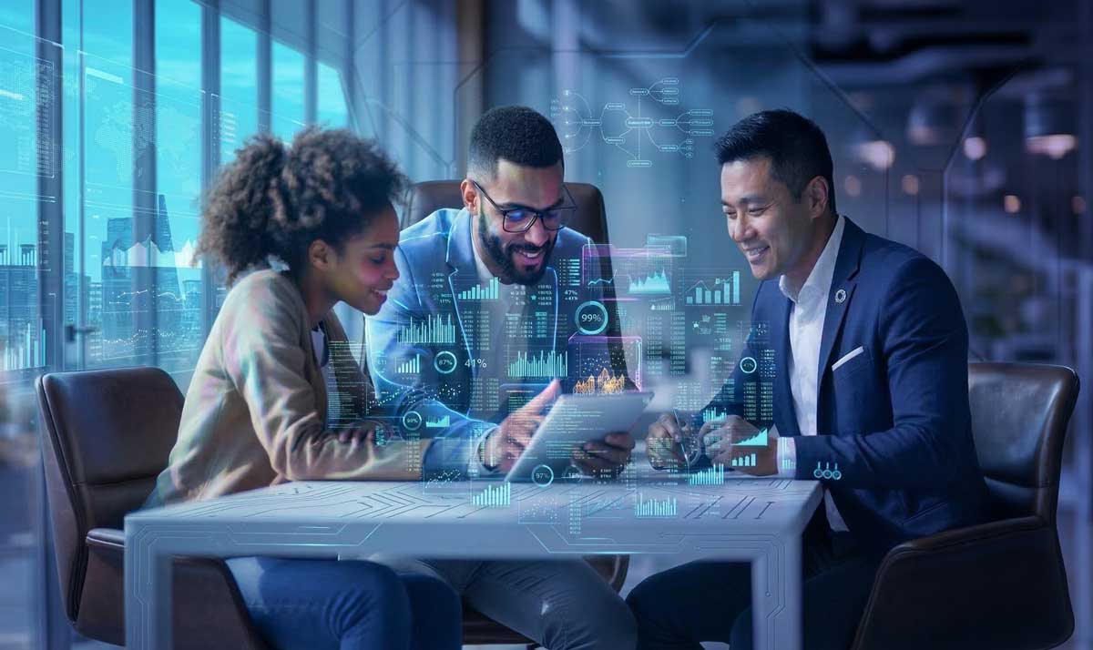 A team analyzing workforce productivity data