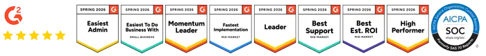G2 badges for Prodoscore in Spring 2026, including Leader, Momentum Leader, Easiest Setup, Easiest To Use, Users Love Us, Easiest Admin, High Performer, Easiest To Do Business With, and Best Support.